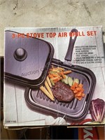 2 boxes of kitchen items, knives, air grill set