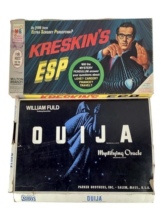 2 Board Games Kreskin's ESP & Ouija Board 1960s