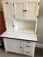 White painted kitchen cabinet w/flour bin