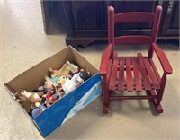 Vintage Children’s Rocking Chair/Plush Toys