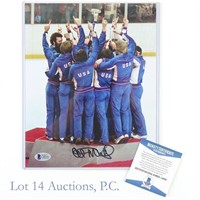 Al Michaels Signed Miracle On Ice Photo (BAS)