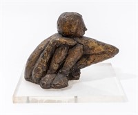 Victor Salmones Seated Figure Bronze Sculpture