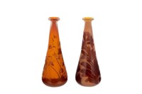 TWO GALLE FRENCH CAMEO GLASS VASES