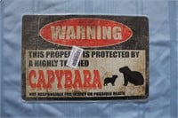 Retro Tin Sign "Warning...Capybara"