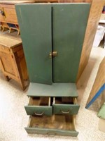 Vintage Green Cabinet 3 drawers/2 Doors