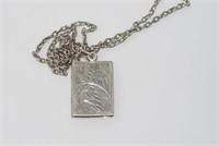 Sterling silver book locket and chain