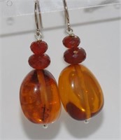 9ct gold and honey amber earrings