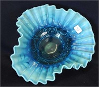 Flora tri-cornered crimped edge bowl - blue opal