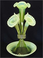 Thread & Rib lg 4-lily epergne - vaseline opal