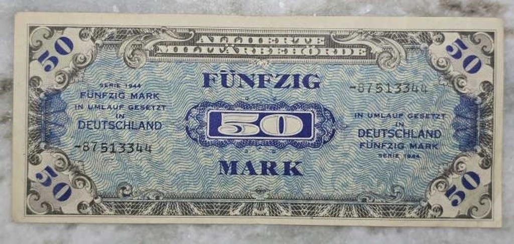 WW2 German 50 Mark 1944 Allied Occupation