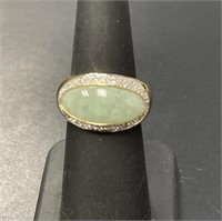 14 KT Jade and Diamond Ring