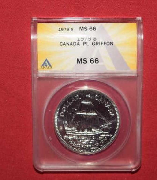 1979 Canada Proof Like Griffon Dollar  MS66 ANACS