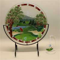 Peggy Karr Fused Glass Golf Platter Ball Ornament