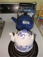 LeCrueset Enamel Blue & Ceramic Tea Pots