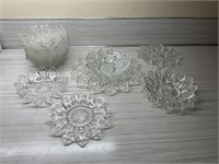 Federal Glass Crystal Lotus Dessert Plates & Bowls