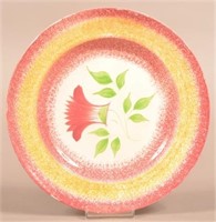 Red & Yellow Spatter Border Thistle Pattern China