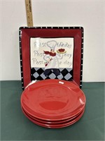 Cert International Chef Platter w/Red Plates