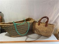 Pair of woven summer totes or beach bags