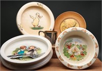 Vtg Baby Dishes- Buffalo, Weller, Royal Doulton