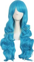 MapofBeauty 28' Curly Synthetic Wig (Blue)