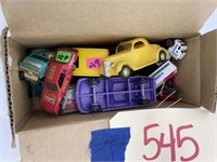 Box of Plastic & Metal Toys