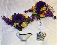 Artificial Flower Arrangements and Porcelain
