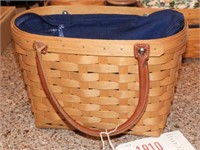 Longaberger Basket ladies leather handled basket