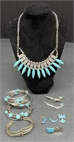 (BC) Turquoise Jewelry: Necklace, Bracelets,