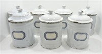 French graniteware set of 7 - 7" canisters