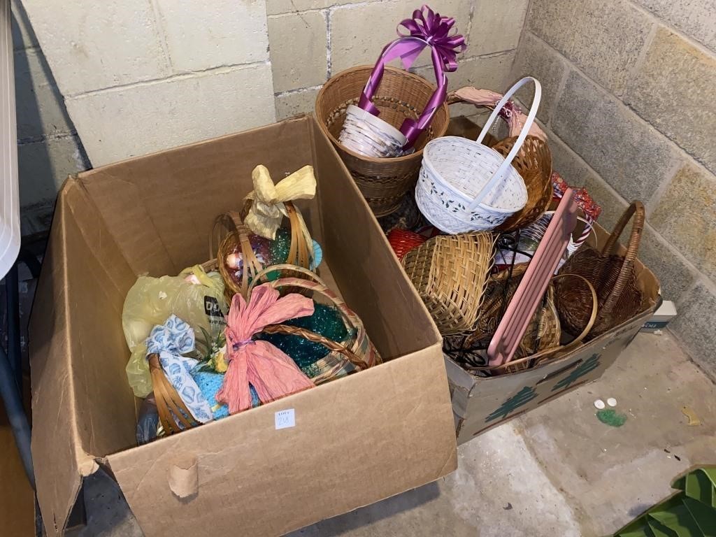 (2) LARGE BOXES OF MOSTLY EASTER BASKETS &
