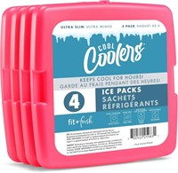 4 Pack Slim Ice Packs, Quick Freeze Reusable: Pink