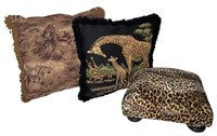 Animal Print Pillows and Foot Stool