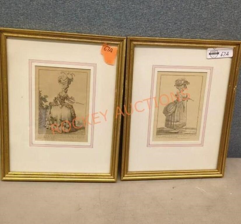 Vintage ladies fashion etchings