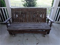 Wooden Glider bench and chairs