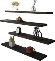 HXSWY 36IN Rustic Shelves  Set of 4  Black