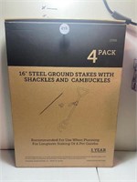 NIB - 4 pk. Of 16" Steel Ground Stakes w/ Shackles