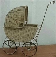 Vintage wicker doll carriage 27 x8 x30H