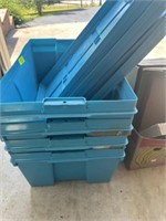 4 blue totes