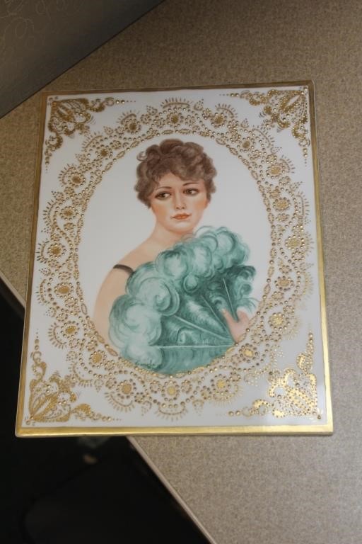 Signed Carol Scott Porcelain Plaque