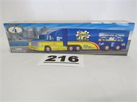 SUNOCO FRICTION RACE CAR WITH TRAILER, NEW IN BOX