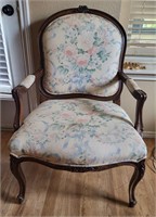 Antique White Floral Chair