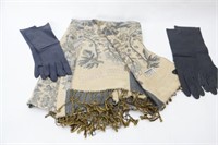 Pashmina Blend Scarf, High / Long Leather Gloves
