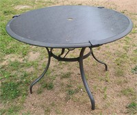 44" Round Black Glass Patio Table