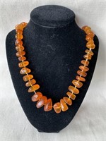 Large Amber Glass Necklace 28"
