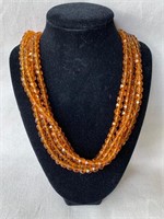 Vintage Amber Beaded Evening Necklace
