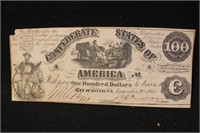 1861 $100 Confederate States of America Note