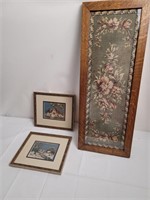 Tapestry and needlepoint framed pictures