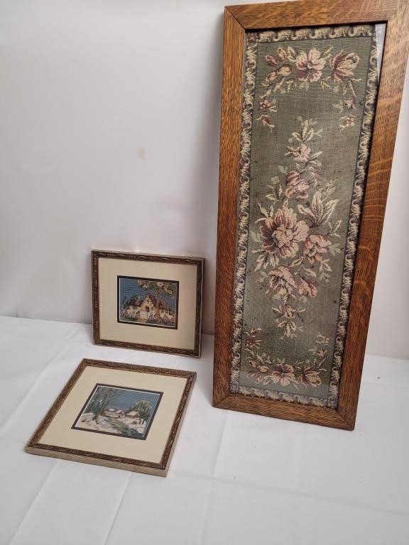 Tapestry and needlepoint framed pictures
