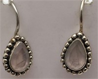 Sterling Silver Earrings With Clear Crystal Stone