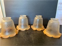 4 vintage glass light shades